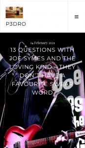 P3DRO – 13 QUESTIONS WITH JOE SYMES AND THE LOVING KIND
